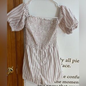 Abercrombie & Fitch | Off-Shoulder Romper | White Stripe